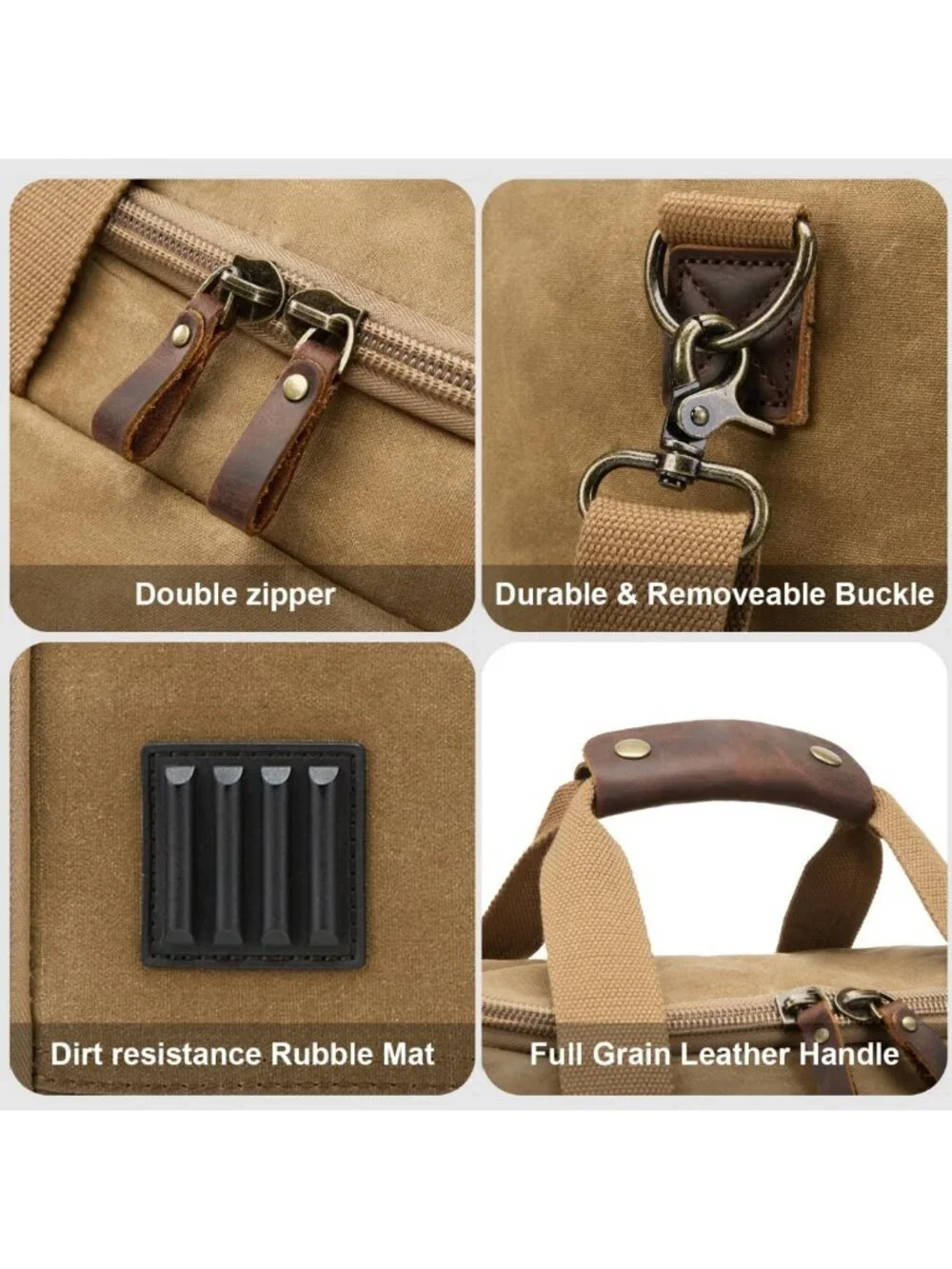 Spacious 50L Waxed Canvas Duffel Bag in Khaki - Durable, Stylish Travel Tote